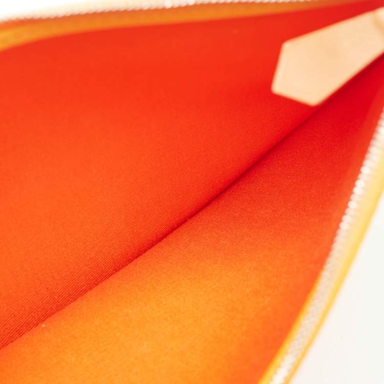 Pre Owned Hermes Orange/Natural Toile and Vache Hunter Leather Herbag Zip 39 Bag