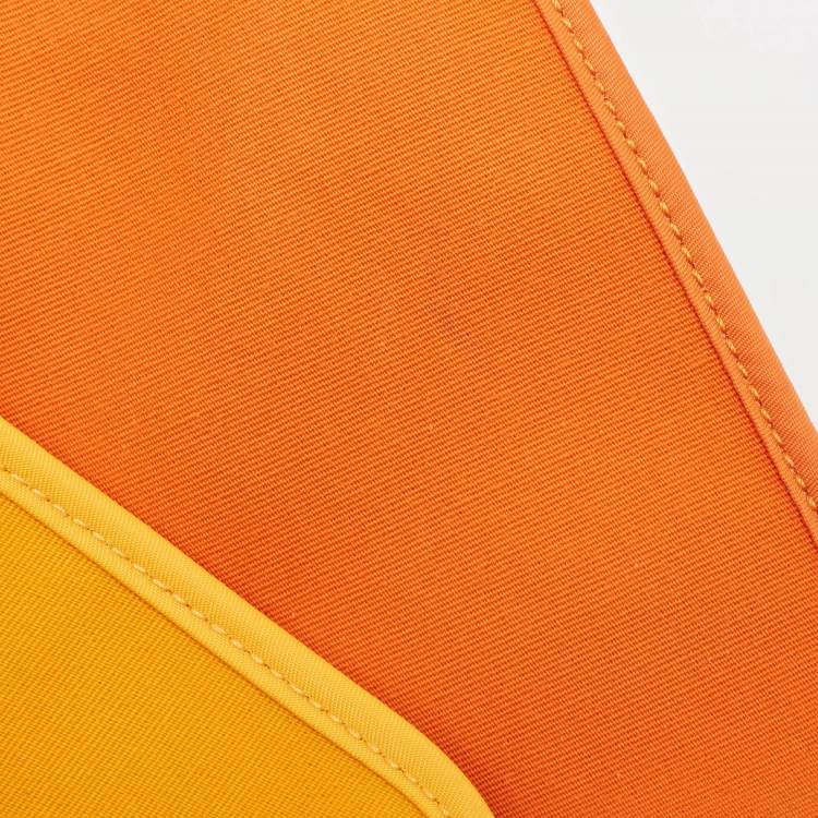 Pre Owned Hermes Orange/Natural Toile and Vache Hunter Leather Herbag Zip 39 Bag