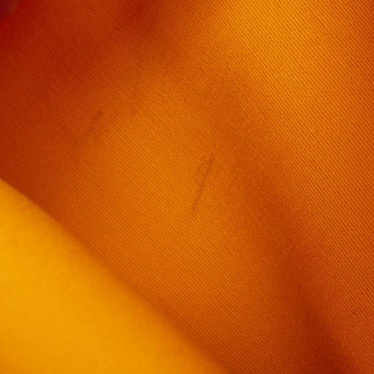 Pre Owned Hermes Orange/Natural Toile and Vache Hunter Leather Herbag Zip 39 Bag