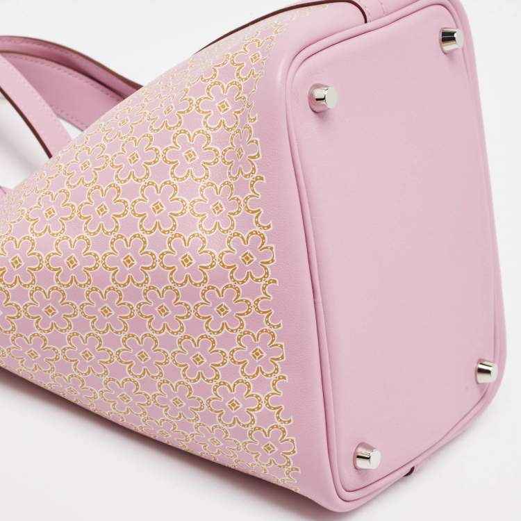 Pre Owned Hermes Rose/Chai/Blanc Swift Leather Lucky Daisy Picotin Lock 18 Bag