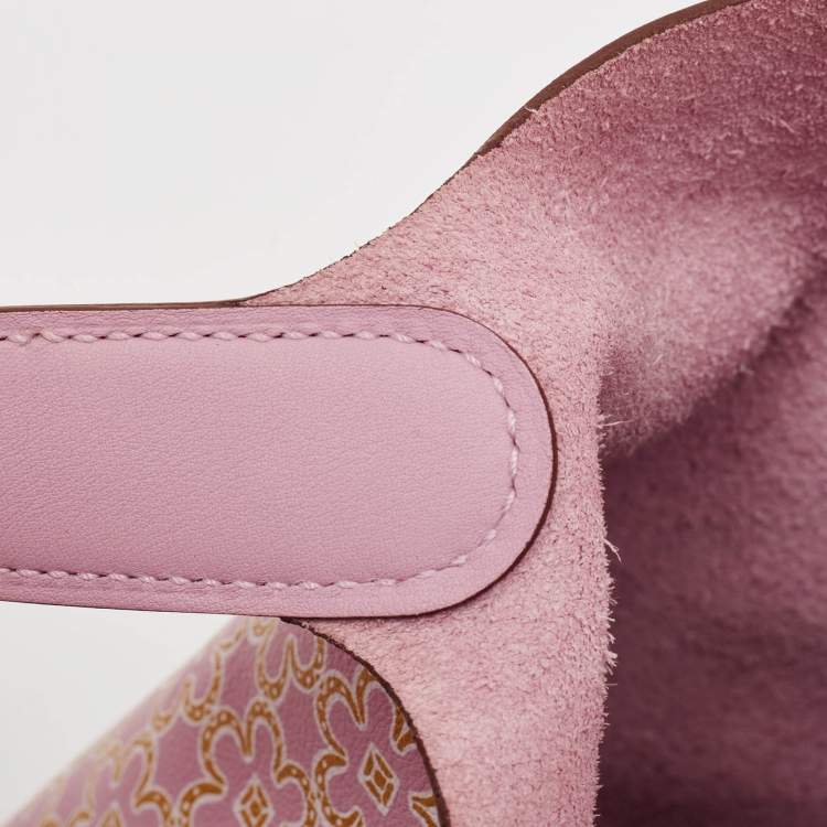 Pre Owned Hermes Rose/Chai/Blanc Swift Leather Lucky Daisy Picotin Lock 18 Bag