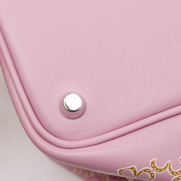 Pre Owned Hermes Rose/Chai/Blanc Swift Leather Lucky Daisy Picotin Lock 18 Bag