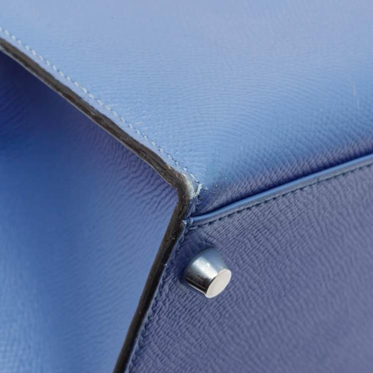 Pre Owned Hermes Blue Paradis Epsom Leather Palladium Hardware Kelly Sellier 35 Bag