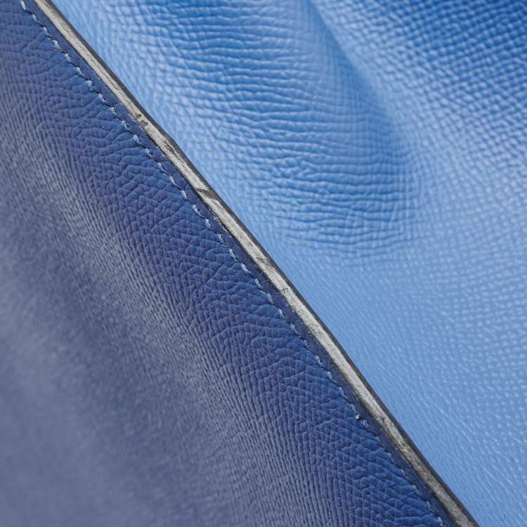 Pre Owned Hermes Blue Paradis Epsom Leather Palladium Hardware Kelly Sellier 35 Bag