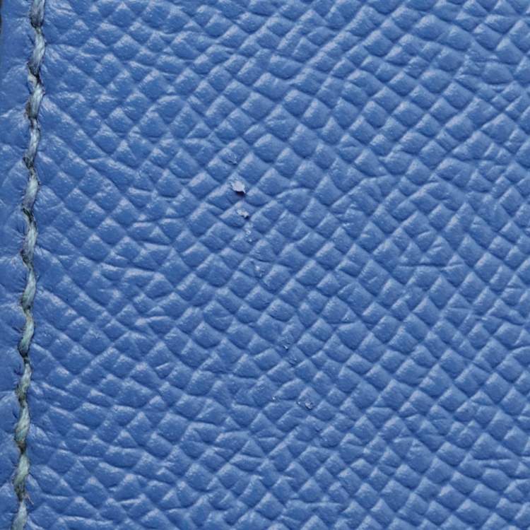 Pre Owned Hermes Blue Paradis Epsom Leather Palladium Hardware Kelly Sellier 35 Bag