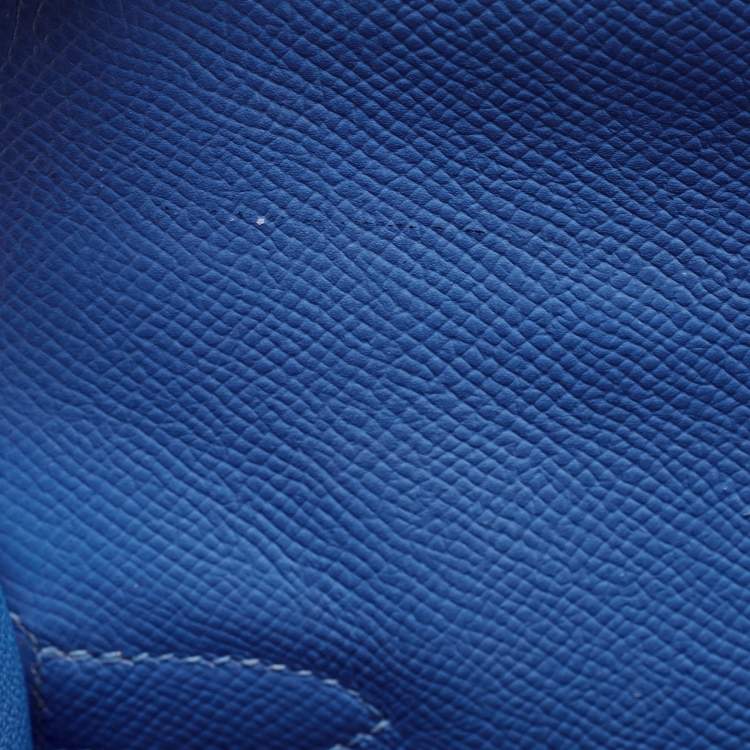 Pre Owned Hermes Blue Paradis Epsom Leather Palladium Hardware Kelly Sellier 35 Bag