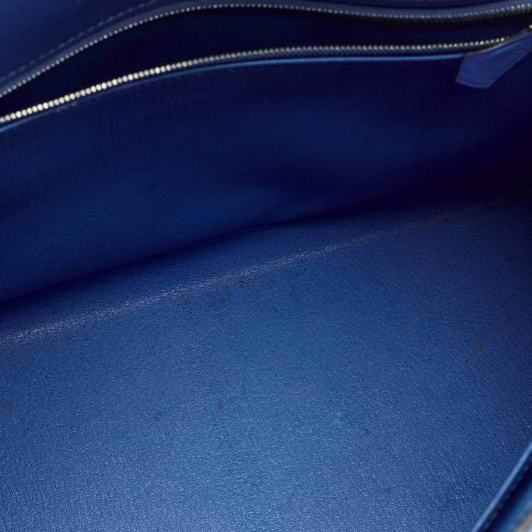 Pre Owned Hermes Blue Paradis Epsom Leather Palladium Hardware Kelly Sellier 35 Bag