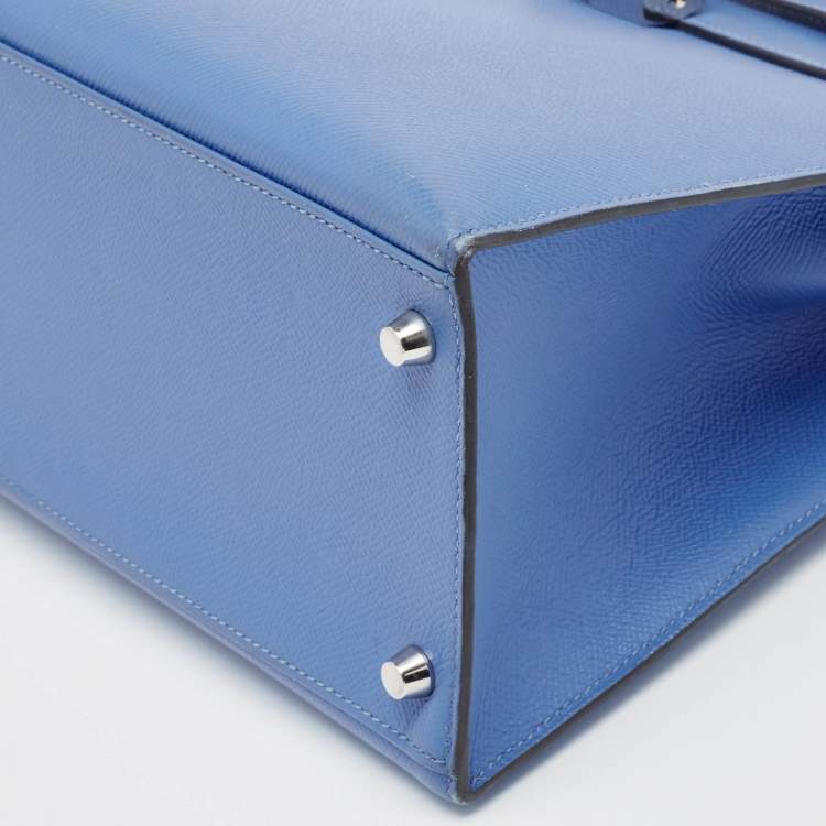 Pre Owned Hermes Blue Paradis Epsom Leather Palladium Hardware Kelly Sellier 35 Bag