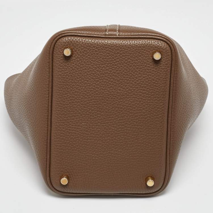 Pre Owned Hermes Etoupe Taurillon Clemence Leather Picotin Lock 18 Bag