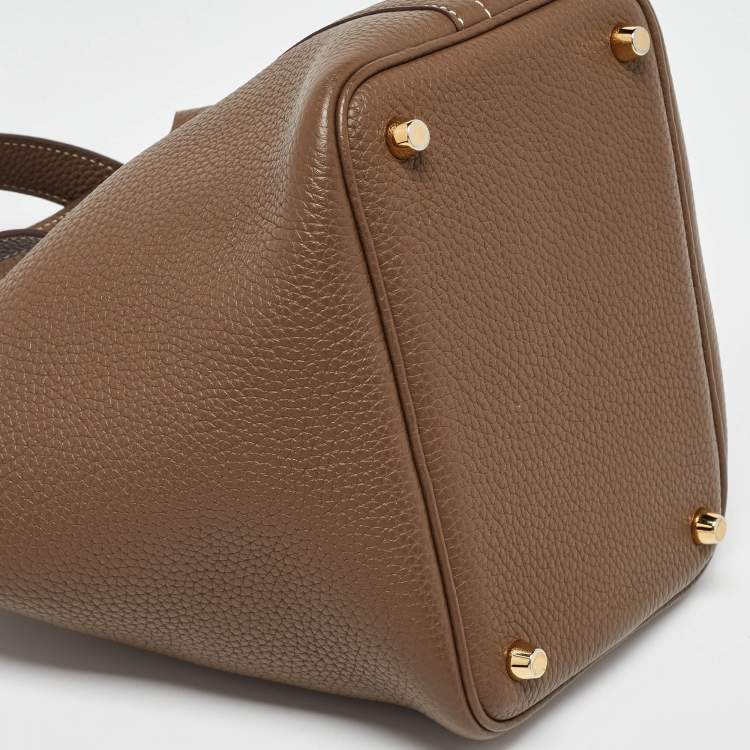 Pre Owned Hermes Etoupe Taurillon Clemence Leather Picotin Lock 18 Bag