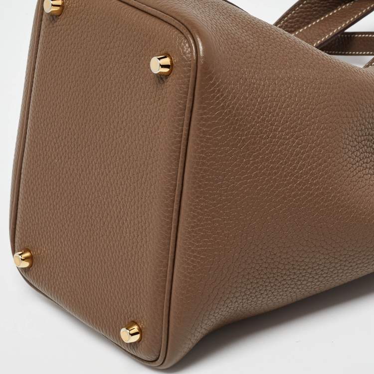 Pre Owned Hermes Etoupe Taurillon Clemence Leather Picotin Lock 18 Bag