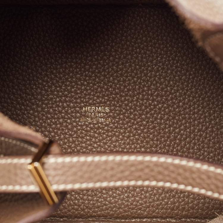 Pre Owned Hermes Etoupe Taurillon Clemence Leather Picotin Lock 18 Bag
