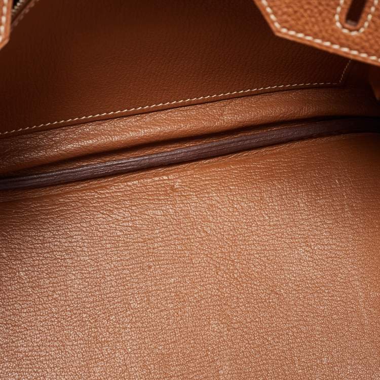 Pre Owned Hermes Gold Togo Leather Palladium Finish Birkin 30 Bag