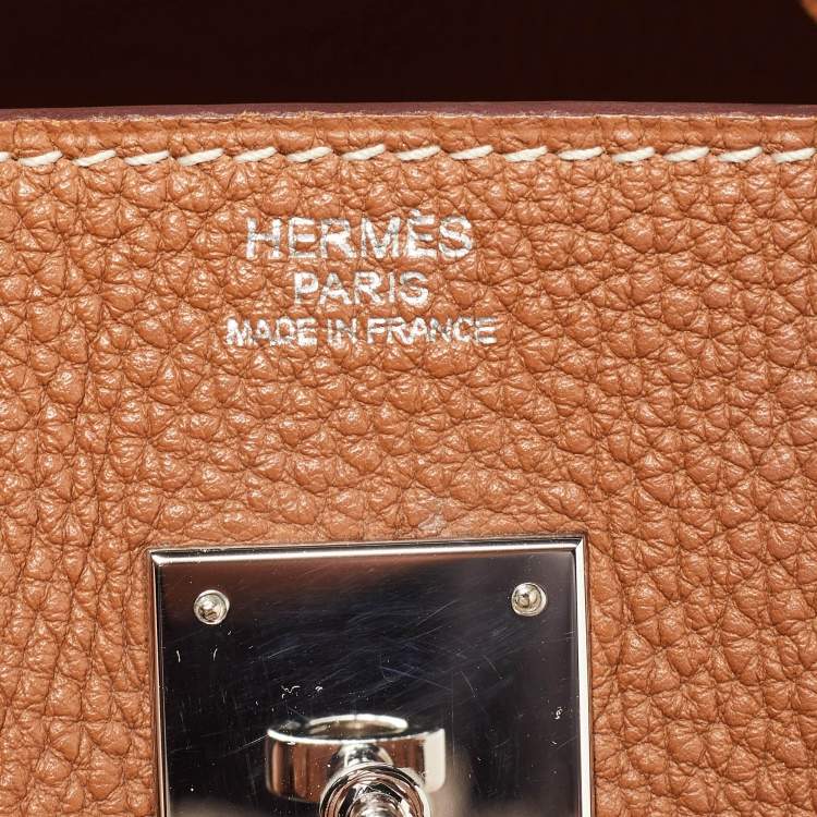 Pre Owned Hermes Gold Togo Leather Palladium Finish Birkin 30 Bag