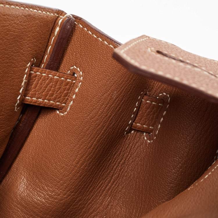 Pre Owned Hermes Gold Togo Leather Palladium Finish Birkin 30 Bag