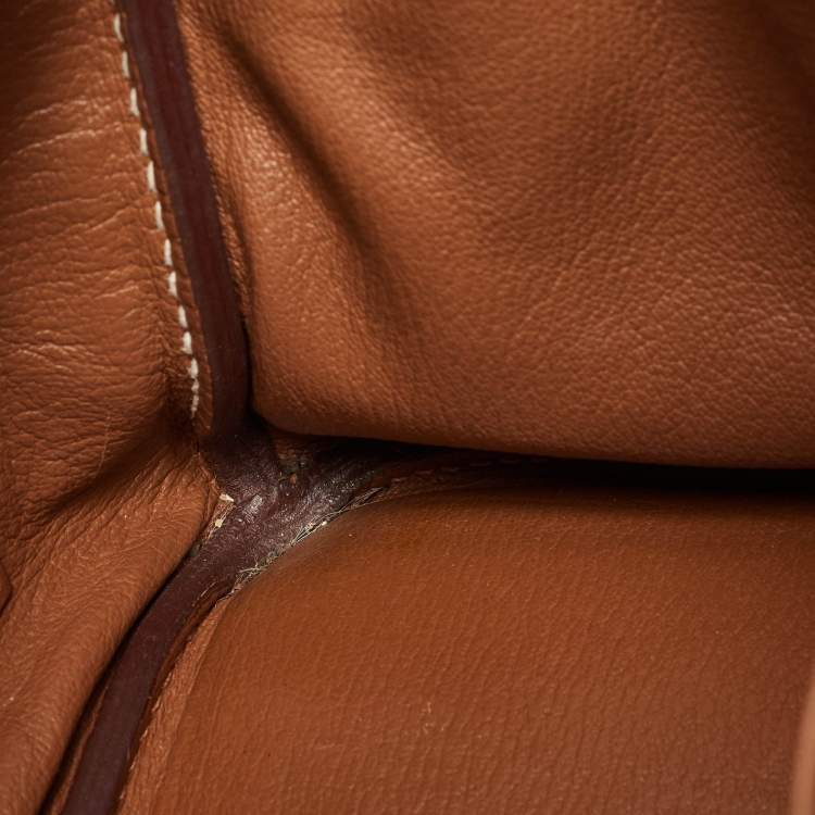 Pre Owned Hermes Gold Togo Leather Palladium Finish Birkin 30 Bag