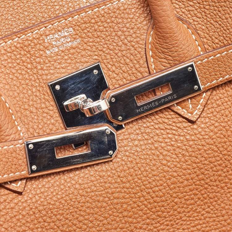 Pre Owned Hermes Gold Togo Leather Palladium Finish Birkin 30 Bag