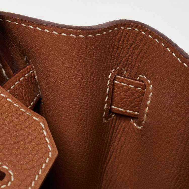 Pre Owned Hermes Gold Togo Leather Palladium Finish Birkin 30 Bag