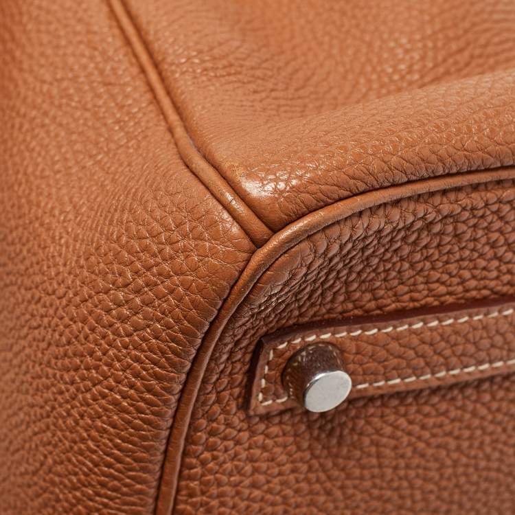 Pre Owned Hermes Gold Togo Leather Palladium Finish Birkin 30 Bag