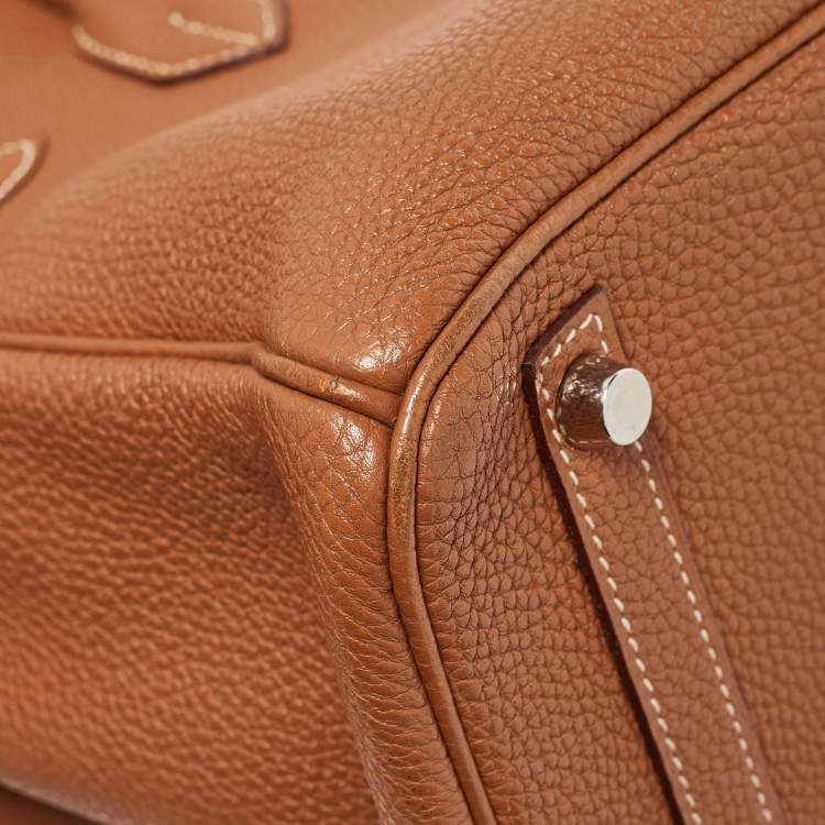 Pre Owned Hermes Gold Togo Leather Palladium Finish Birkin 30 Bag