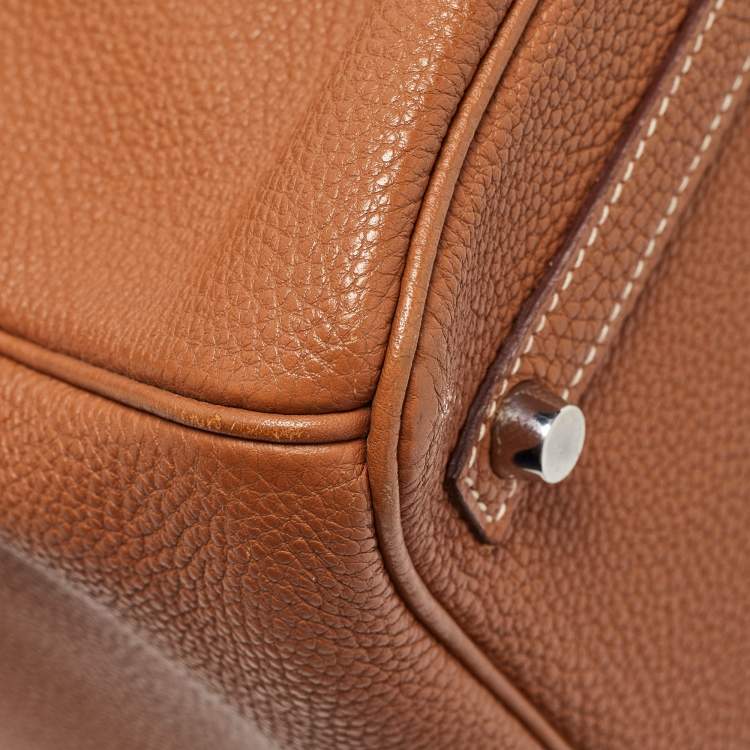 Pre Owned Hermes Gold Togo Leather Palladium Finish Birkin 30 Bag