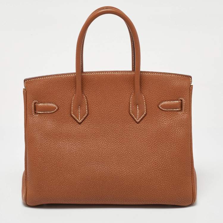 Pre Owned Hermes Gold Togo Leather Palladium Finish Birkin 30 Bag