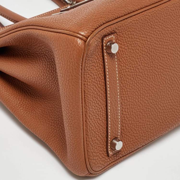 Pre Owned Hermes Gold Togo Leather Palladium Finish Birkin 30 Bag