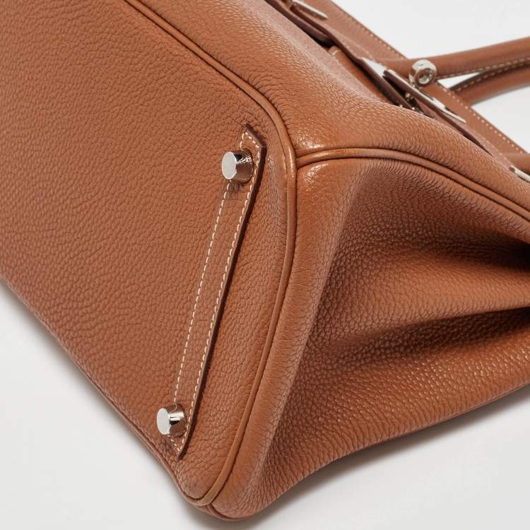 Pre Owned Hermes Gold Togo Leather Palladium Finish Birkin 30 Bag