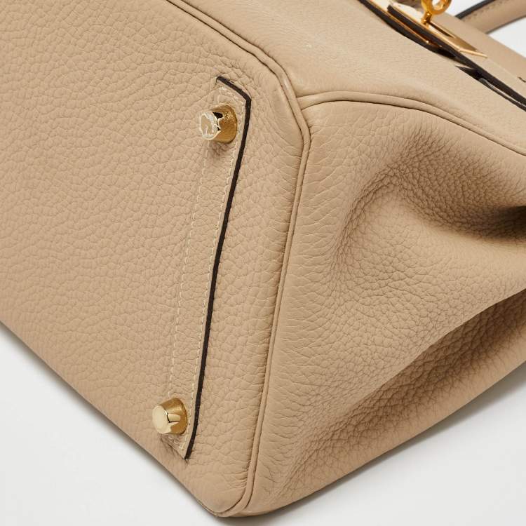 Pre Owned Hermes Trench Togo Leather Gold Finish Birkin 30 Bag