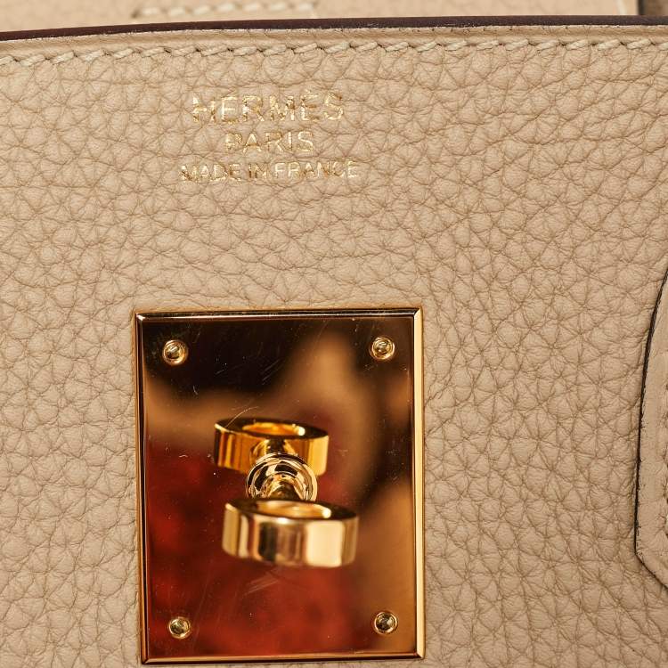 Pre Owned Hermes Trench Togo Leather Gold Finish Birkin 30 Bag