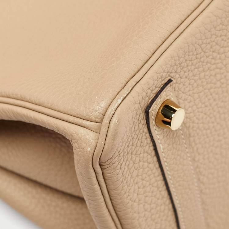 Pre Owned Hermes Trench Togo Leather Gold Finish Birkin 30 Bag