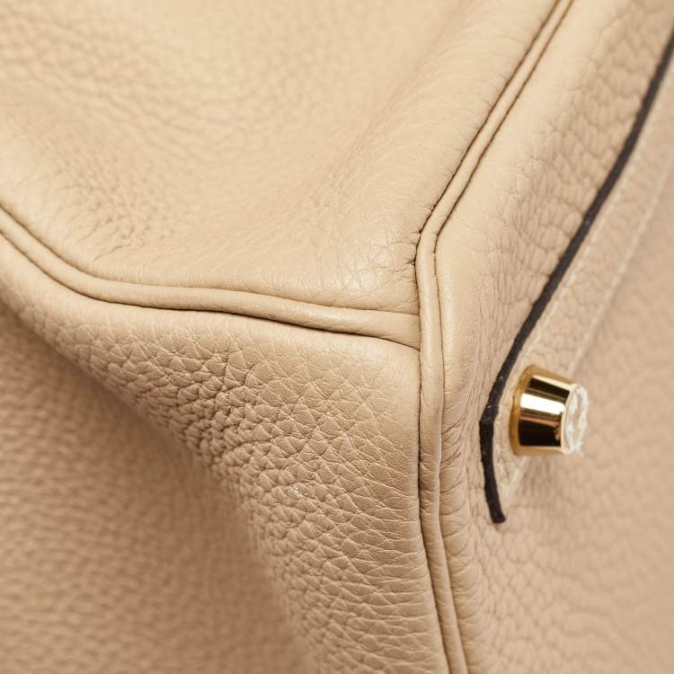 Pre Owned Hermes Trench Togo Leather Gold Finish Birkin 30 Bag