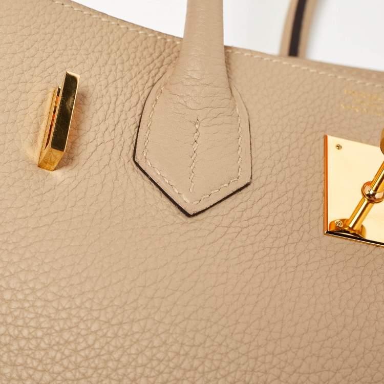 Pre Owned Hermes Trench Togo Leather Gold Finish Birkin 30 Bag