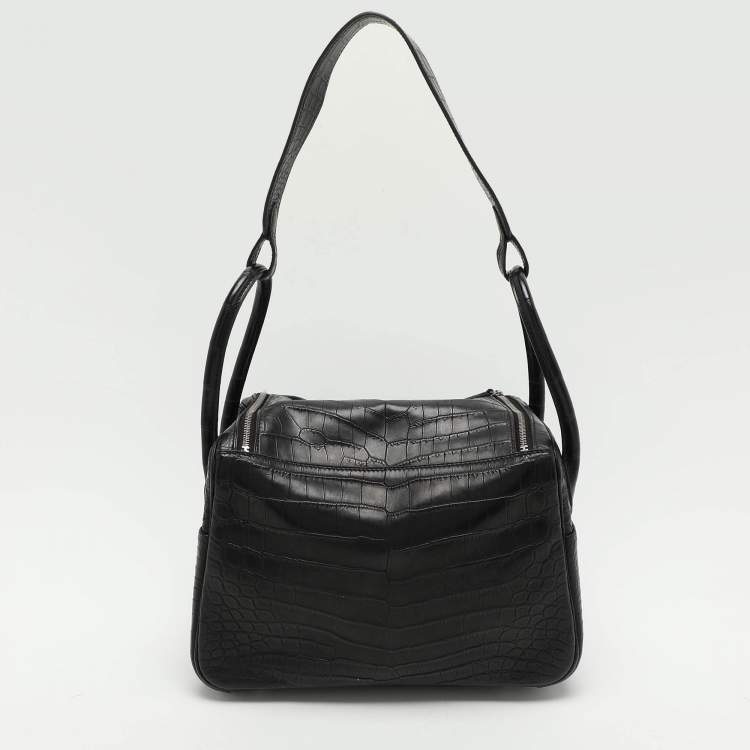 Pre Owned Hermes Black Crocodile Lindy 26 Bag