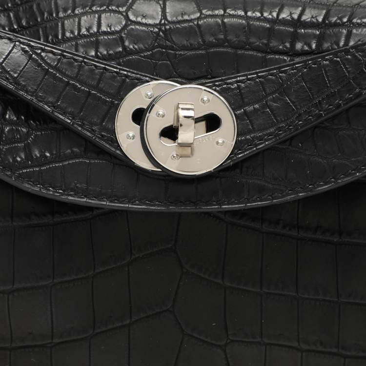 Pre Owned Hermes Black Crocodile Lindy 26 Bag