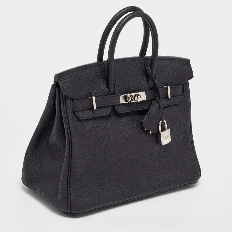 Pre Owned Hermes Black Togo Leather Palladium Finish Birkin 25 Bag