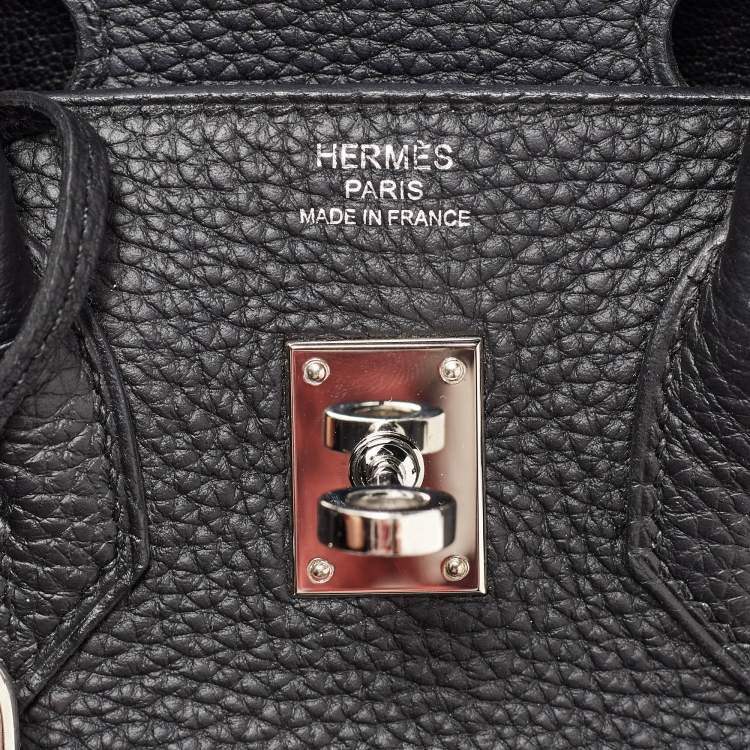 Pre Owned Hermes Black Togo Leather Palladium Finish Birkin 25 Bag
