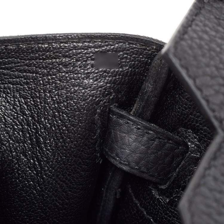 Pre Owned Hermes Black Togo Leather Palladium Finish Birkin 25 Bag