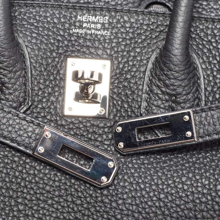 Pre Owned Hermes Black Togo Leather Palladium Finish Birkin 25 Bag