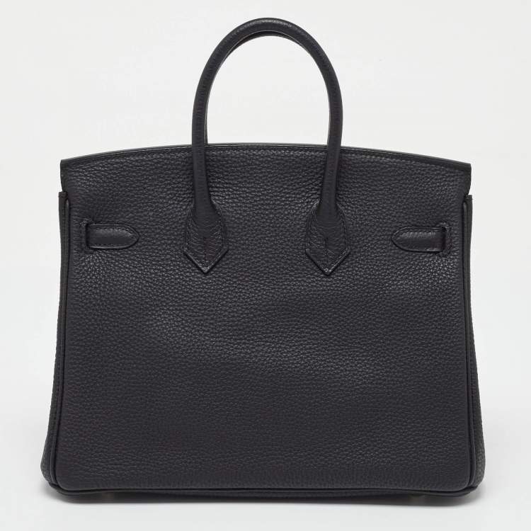 Pre Owned Hermes Black Togo Leather Palladium Finish Birkin 25 Bag