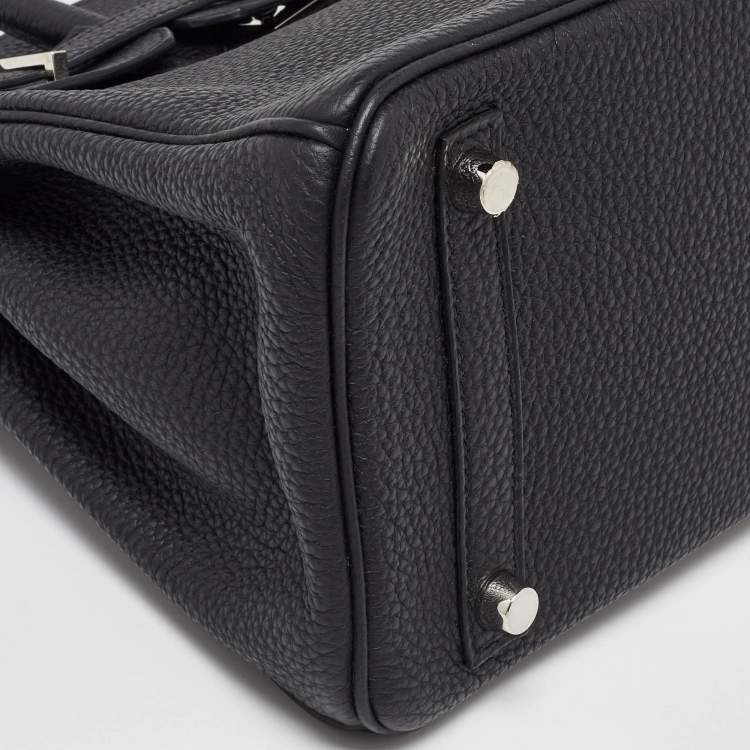 Pre Owned Hermes Black Togo Leather Palladium Finish Birkin 25 Bag