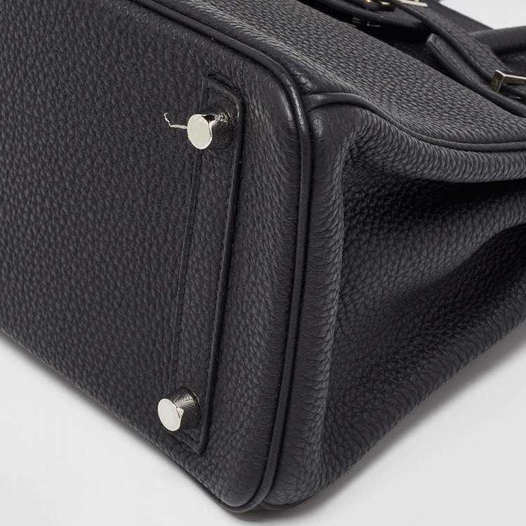 Pre Owned Hermes Black Togo Leather Palladium Finish Birkin 25 Bag