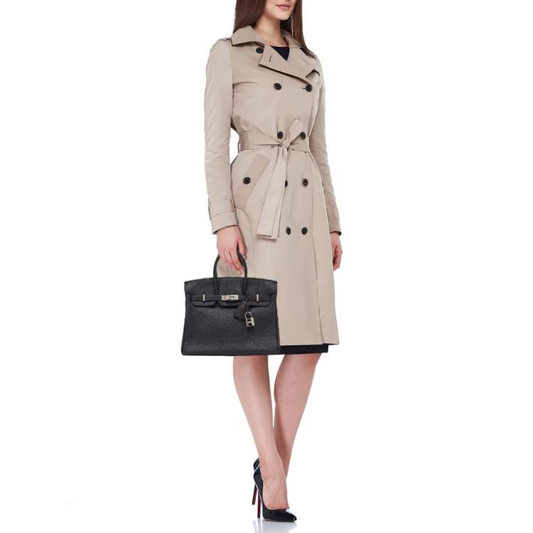 Pre Owned Hermes Black Togo Leather Palladium Finish Birkin 25 Bag