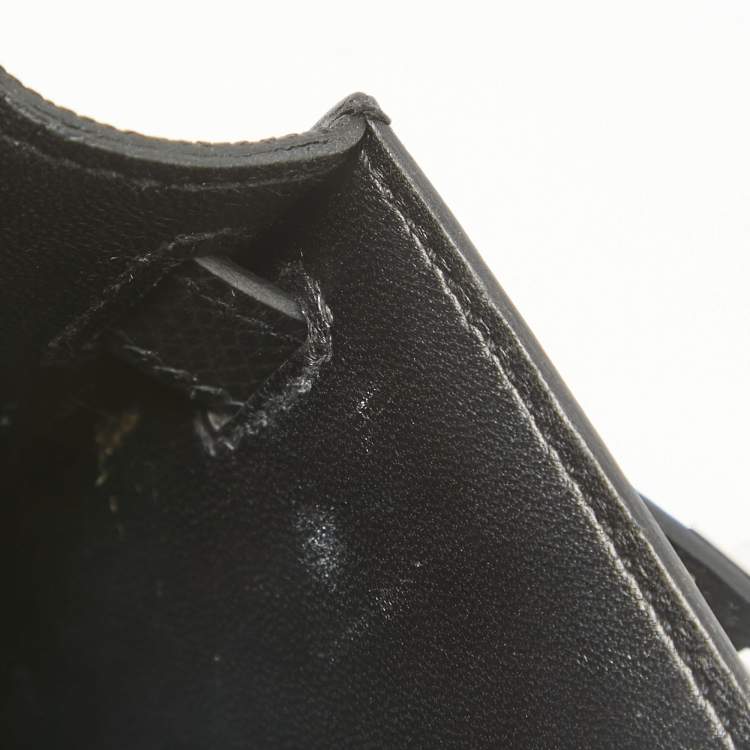 Pre Owned Hermes Noir Epsom Leather Palladium Finish Mini Kelly II Sellier 20 Bag