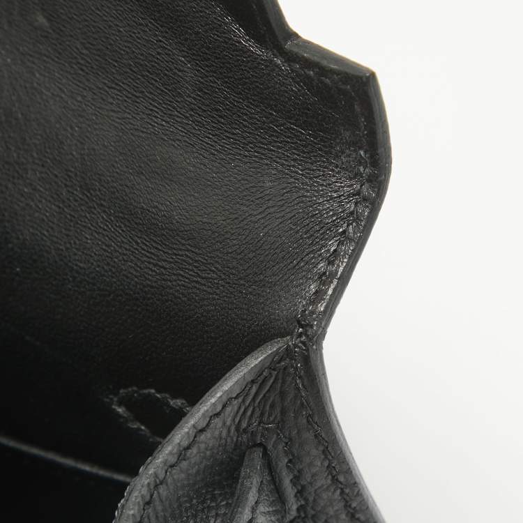 Pre Owned Hermes Noir Epsom Leather Palladium Finish Mini Kelly II Sellier 20 Bag