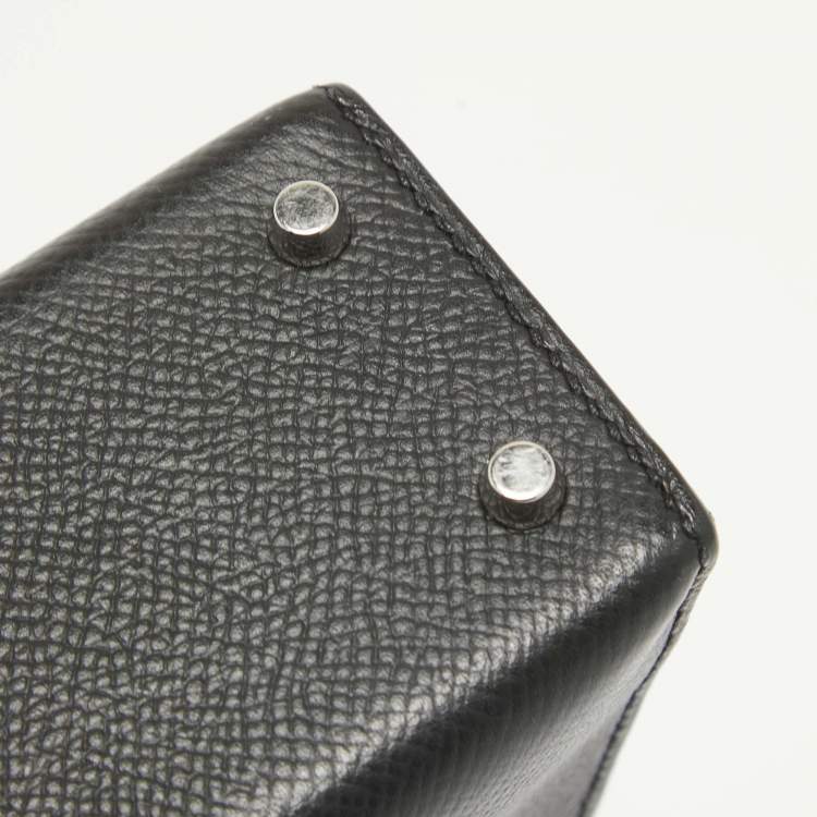 Pre Owned Hermes Noir Epsom Leather Palladium Finish Mini Kelly II Sellier 20 Bag