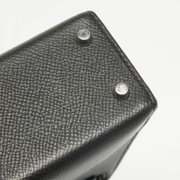 Pre Owned Hermes Noir Epsom Leather Palladium Finish Mini Kelly II Sellier 20 Bag
