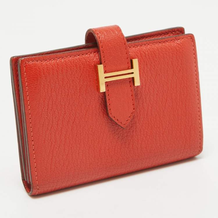 Pre Owned Hermes Capucine Chevre Leather Bearn Card Holder