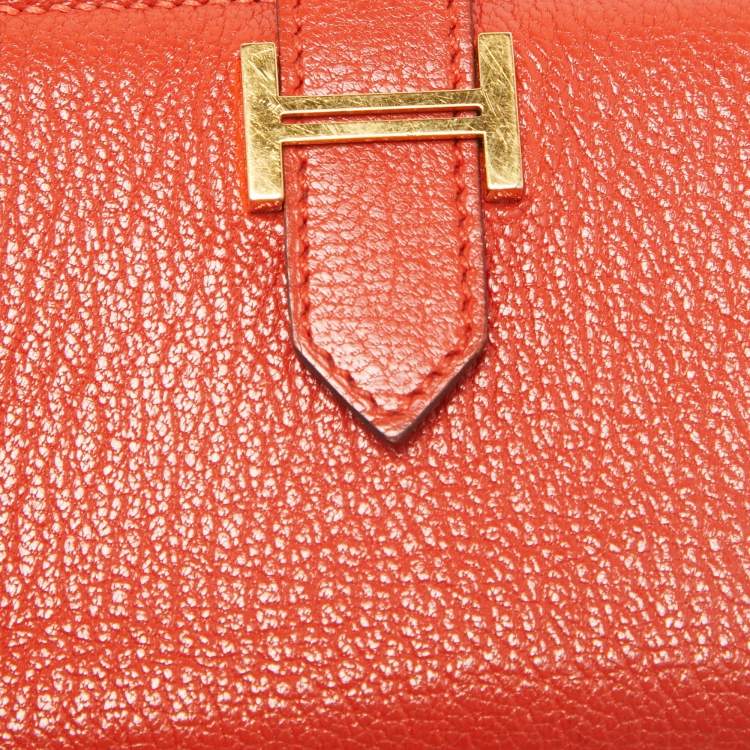Pre Owned Hermes Capucine Chevre Leather Bearn Card Holder