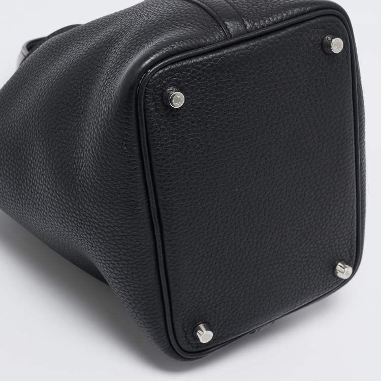 Pre Owned Hermes Noir Taurillon Clemence Leather and Alligator Touch Picotin Lock 18 Bag